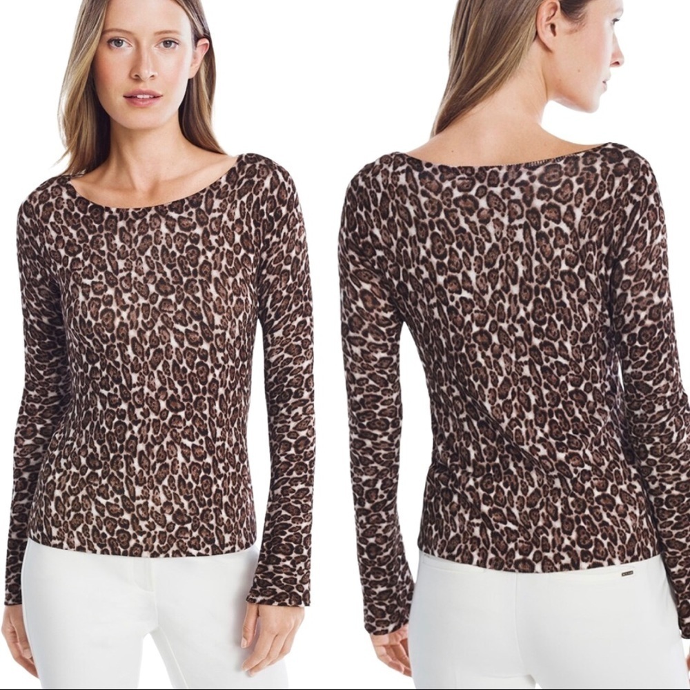 ❤️WHBM CREW NECK LEOPARD PULLOVER SWEATER ~ XL